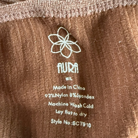 Aurora Brown Ripped V Neck Spandex Tank Top Size M/L - Picture 5 of 5